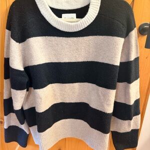 Striped Black and Tan Cozy Knit Sweater